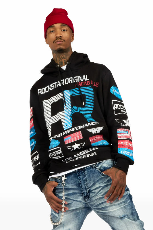 Rso Racing Club Black Distressed Graphic Relaxed Hoodie - image 2