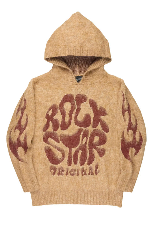 Hakon Beige Graphic Knitted Hoodie - image 1
