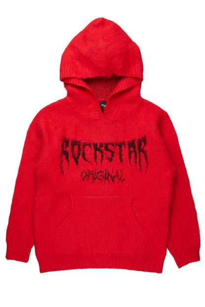 Andros Red Graphic Knitted Hoodie - image 1