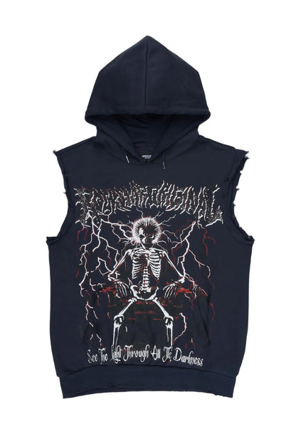 Deathrow Navy Cut Sleeve Hoodie - image 1