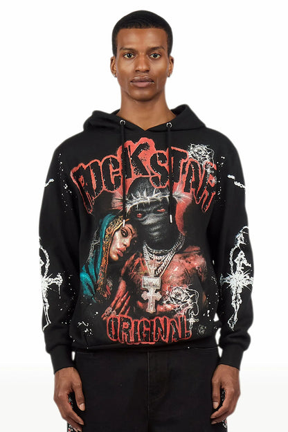 Vontae Black/Red Painted Hoodie - image 2