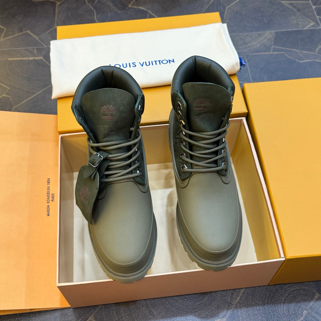 Louis Vuitton × Timberland Yellow Boots | Classic Workwear | Embossed Monogram | Waterproof & Lug Sole