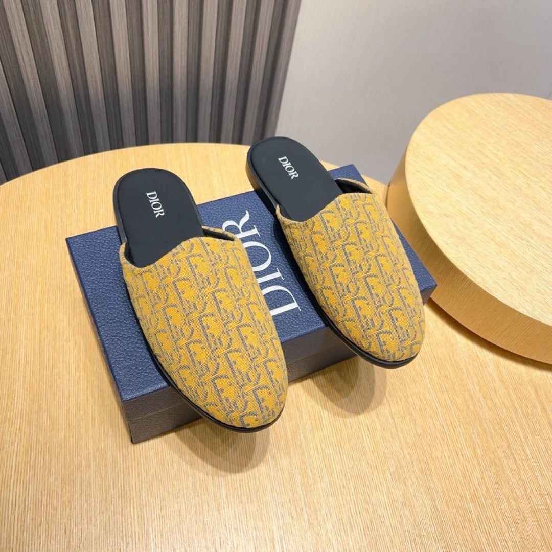 Dior Oblique Slip-On Mules – Yellow & Black