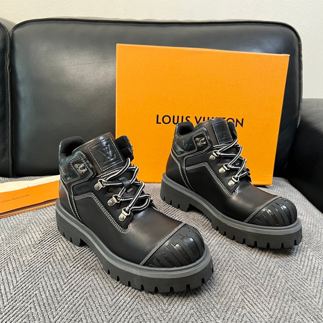 Louis Vuitton Black Lace-Up Work Boots