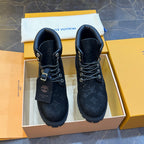 Louis Vuitton × Timberland Black Boots | Embossed Monogram | Waterproof Workwear