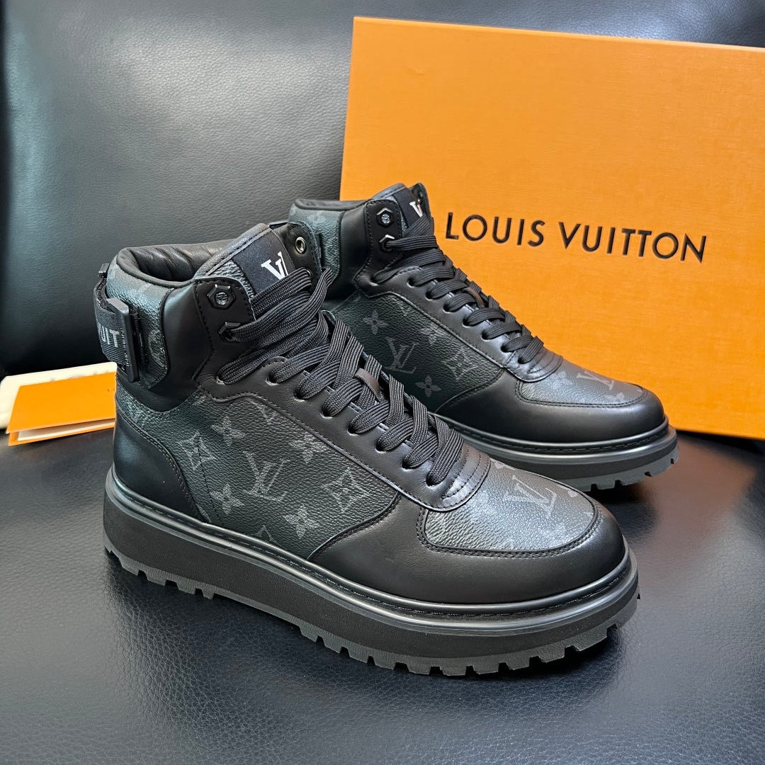 Louis Vuitton Black Monogram High-Top Sneakers