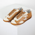 Chanel CC Logo Retro Sport Sneakers – Caramel Leather & Cream Suede with Gum Sole