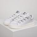Miu Miu Oversized Lace Leather Low-Top Sneakers in White