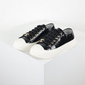 Chanel Low-Top Platform Sneakers – Black Patent Leather with Gold CC Lace Charm