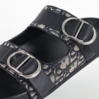 Dior Aqua Oblique Double-Buckle Slides – Black & Beige