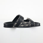 Dior Aqua Oblique Double-Buckle Slides – Black & Beige