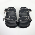 Dior Aqua Oblique Double-Buckle Slides – Black & Beige