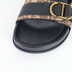 Dior Aqua Oblique Double-Buckle Slides – Beige & Brown