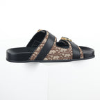 Dior Aqua Oblique Double-Buckle Slides – Beige & Brown