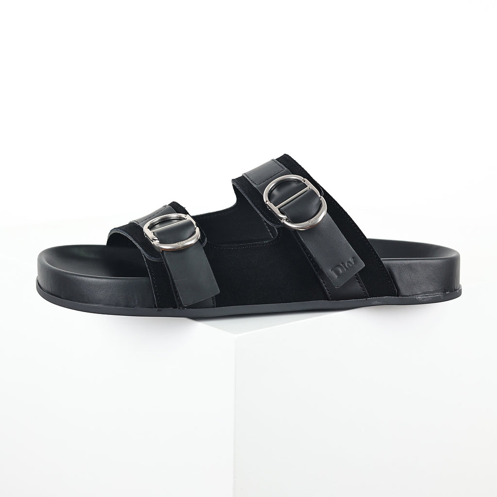 Dior Aqua Double-Buckle Slide Sandals – Black