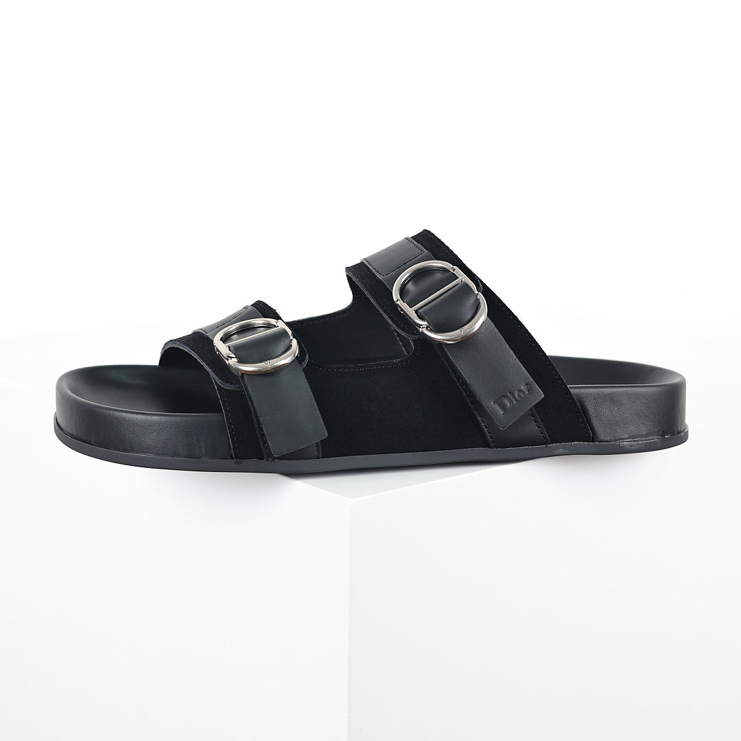 Dior Aqua Double-Buckle Slide Sandals – Black