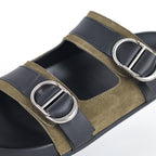 Dior Aqua Double-Buckle Slide Sandals – Olive & Black
