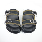 Dior Aqua Double-Buckle Slide Sandals – Olive & Black