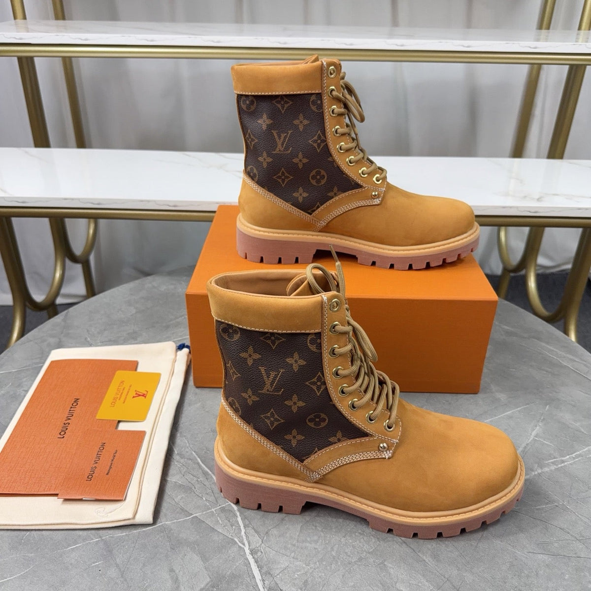Louis Vuitton × Timberland Yellow Boots | Classic Workwear | Embossed Monogram | Waterproof & Slip-Resistant