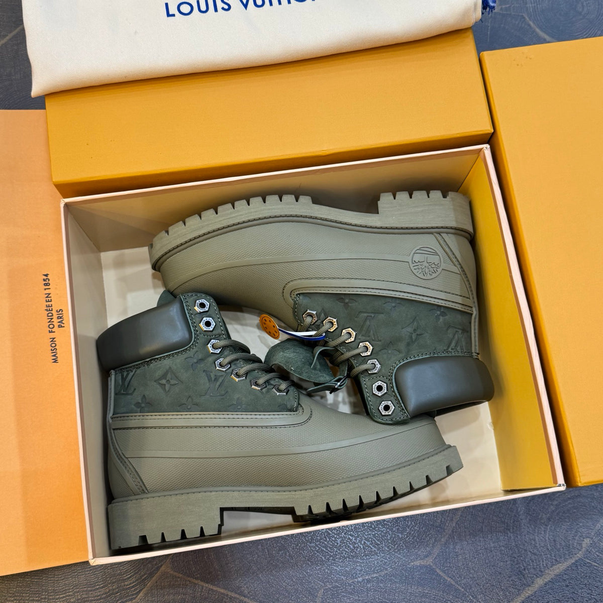 Louis Vuitton × Timberland Yellow Boots | Classic Workwear | Embossed Monogram | Waterproof & Lug Sole