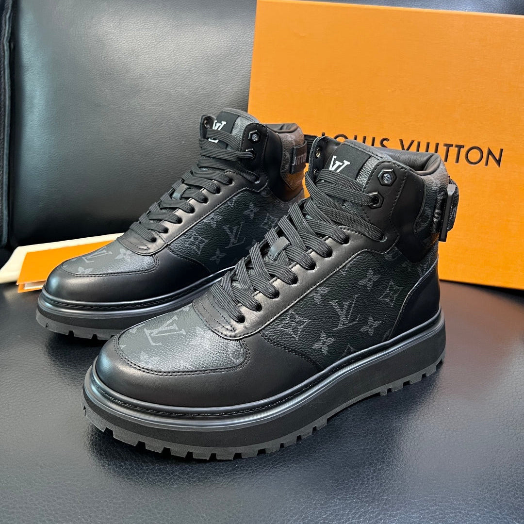 Louis Vuitton Black Monogram High-Top Sneakers