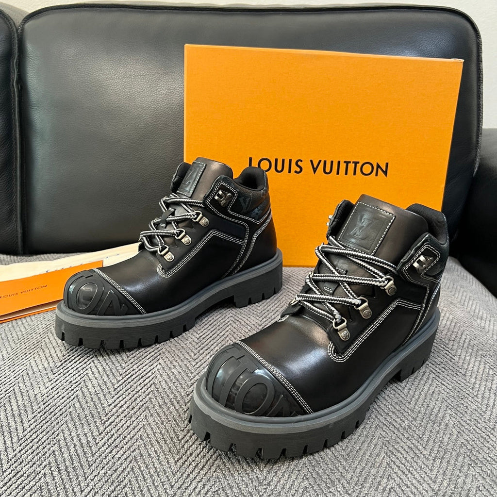 Louis Vuitton Black Lace-Up Work Boots