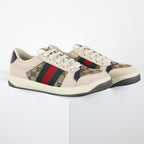 Gucci Screener Low-Top Sneakers – Beige GG Supreme Canvas with Web Stripe