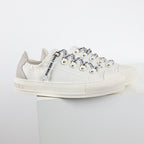Dior Walk'n'Dior Low-Top Sneakers – White Canvas & J'adior Ribbon Laces with Gold Studs