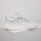 Miu Miu Oversized Lace Leather Low-Top Sneakers in White