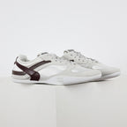 Miu Miu Suede & Satin Trainer Sneakers in White & Brown