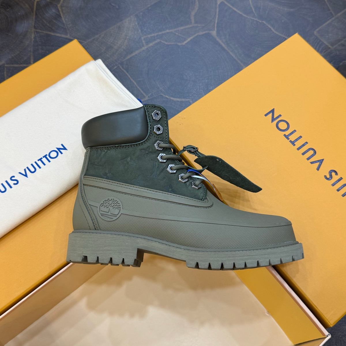 Louis Vuitton × Timberland Yellow Boots | Classic Workwear | Embossed Monogram | Waterproof & Lug Sole