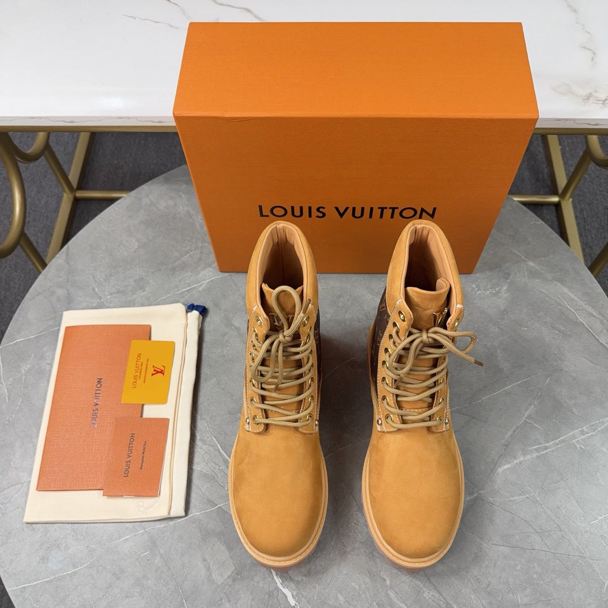 Louis Vuitton × Timberland Yellow Boots | Classic Workwear | Embossed Monogram | Waterproof & Slip-Resistant