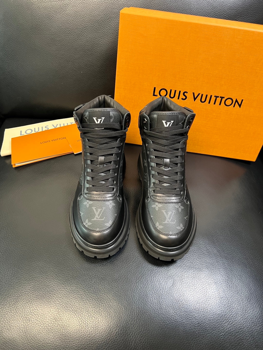 Louis Vuitton Black Monogram High-Top Sneakers
