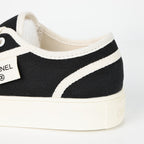 Chanel Limited Edition Low-Top Canvas Sneakers – Black & White with CC Logo Patch