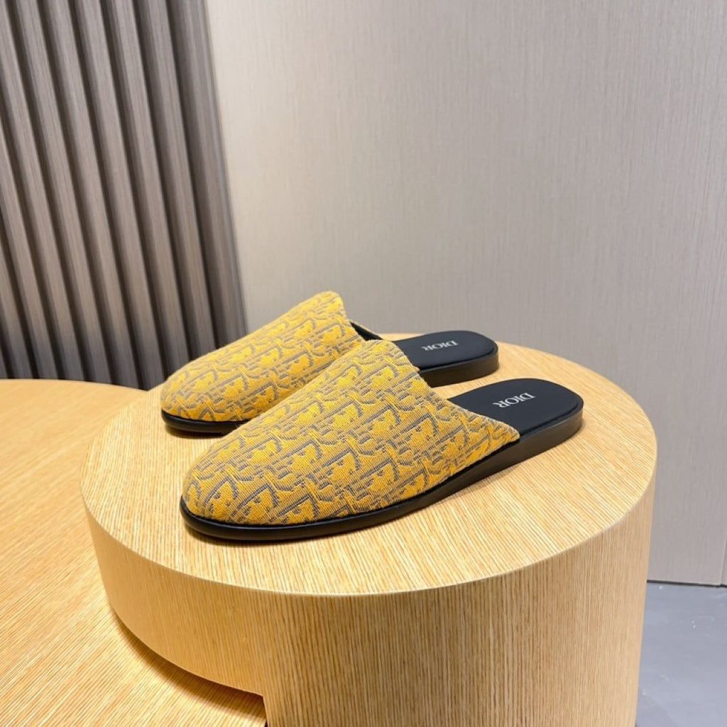 Dior Oblique Slip-On Mules – Yellow & Black