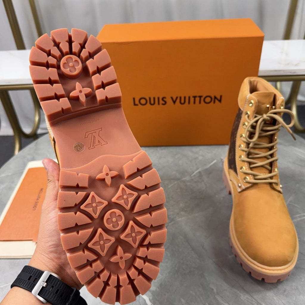Louis Vuitton × Timberland Yellow Boots | Classic Workwear | Embossed Monogram | Waterproof & Slip-Resistant