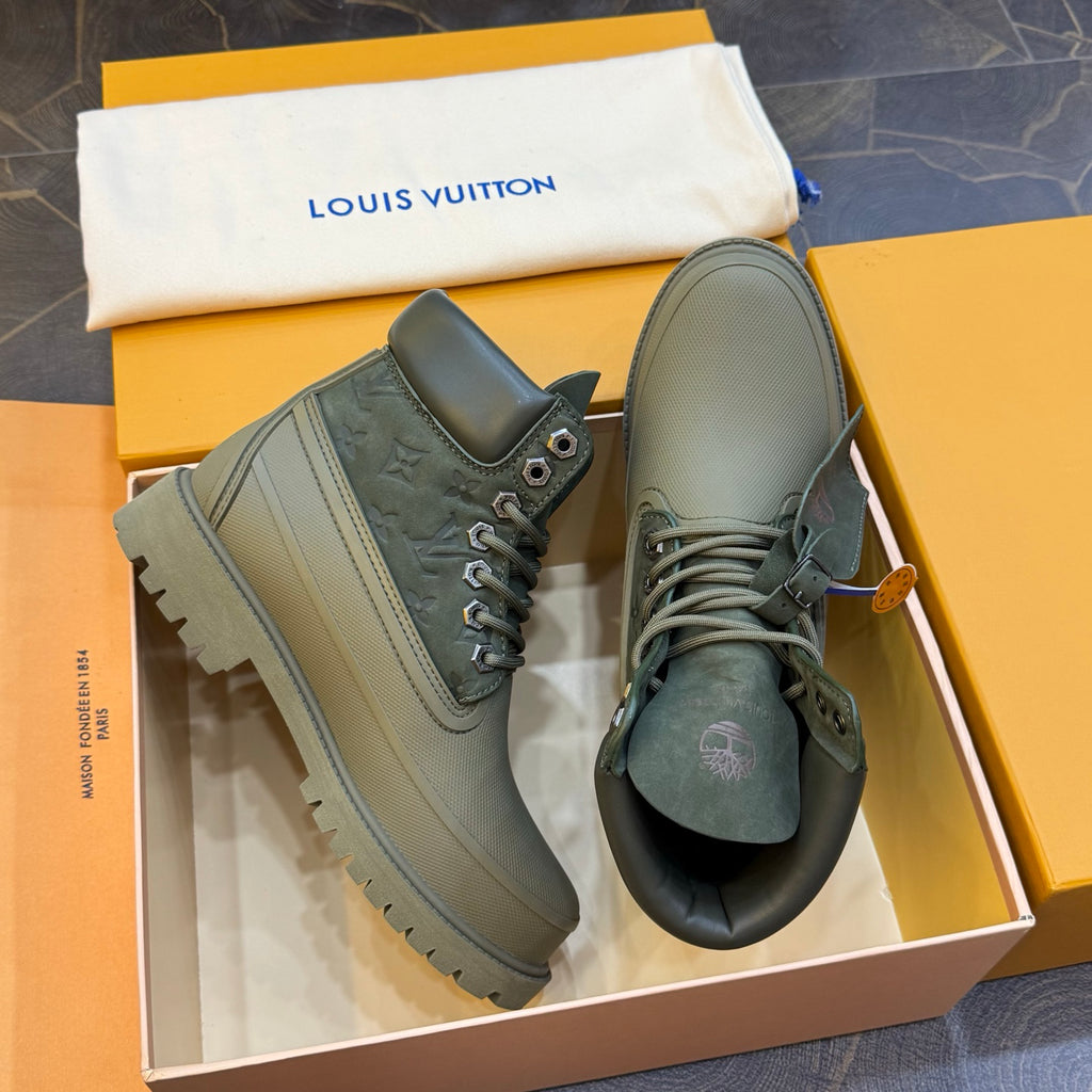Louis Vuitton × Timberland Yellow Boots | Classic Workwear | Embossed Monogram | Waterproof & Lug Sole