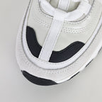Chanel CC Logo Chunky Dad Sneakers – White Mesh & Suede with Black Rubber Accents
