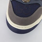 Gucci Screener Low-Top Sneakers – Grey Suede & Navy GG Canvas with Web Stripe