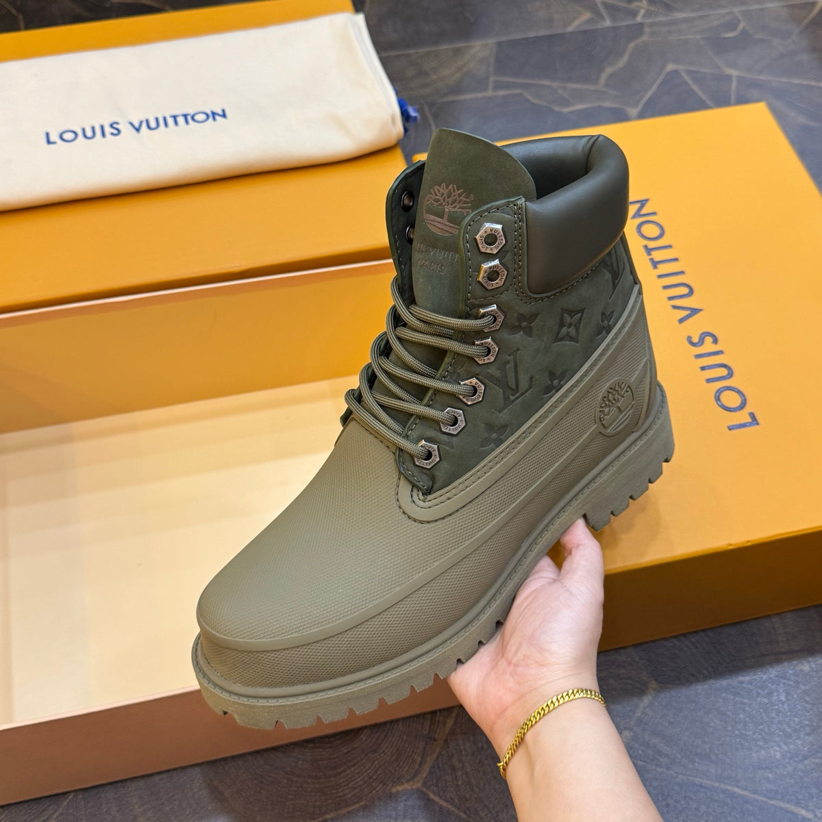 Louis Vuitton × Timberland Yellow Boots | Classic Workwear | Embossed Monogram | Waterproof & Lug Sole
