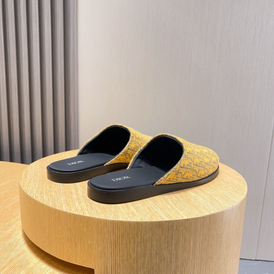 Dior Oblique Slip-On Mules – Yellow & Black