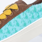 Dior B33 Low-Top Sneakers – Brown Suede & Turquoise Oblique with Yellow Laces