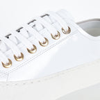 Chanel Low-Top Platform Sneakers – White Leather with Gold CC Lace Charm