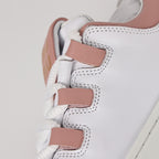 Miu Miu Oversized Lace Leather Low-Top Sneakers in White & Pink