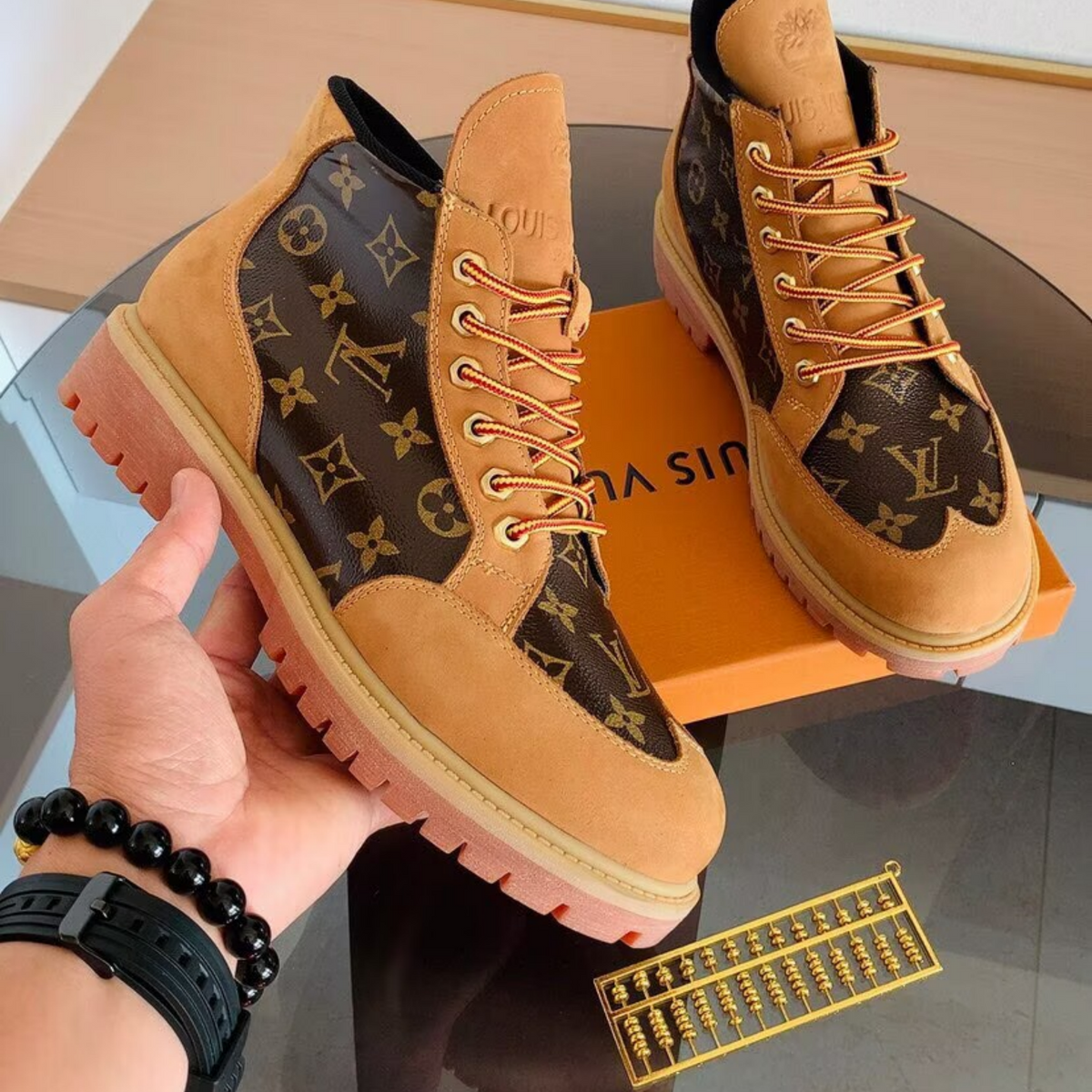 Louis Vuitton Brown Monogram High-Top Sneakers
