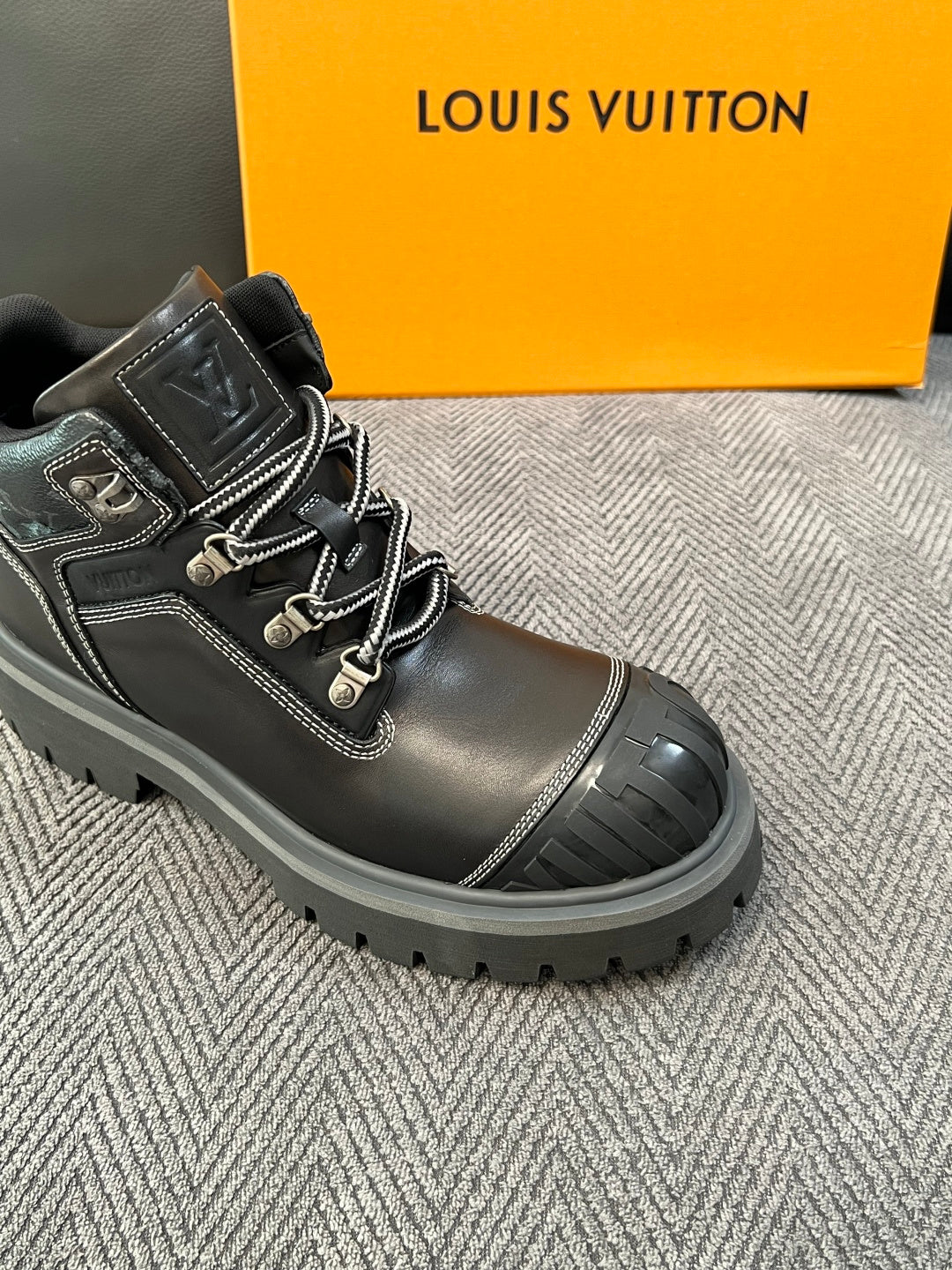Louis Vuitton Black Lace-Up Work Boots