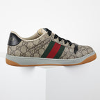 Gucci Screener Low-Top Sneakers – Full GG Supreme Canvas with Black Trim & Web Stripe