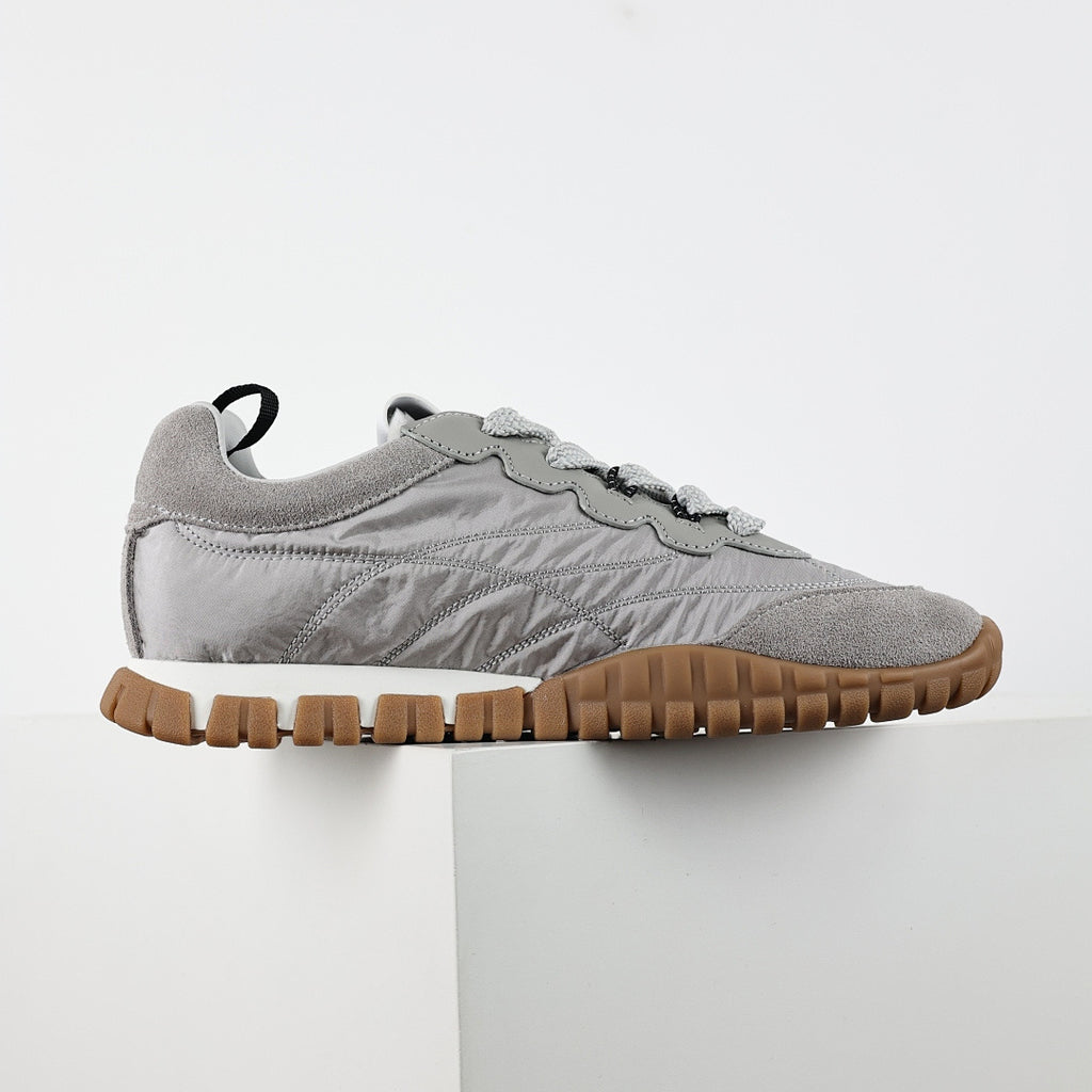 Miu Miu SS25 Quilted Nylon & Suede Sneakers in Grey