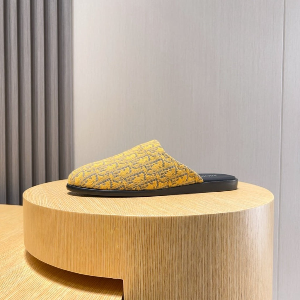 Dior Oblique Slip-On Mules – Yellow & Black