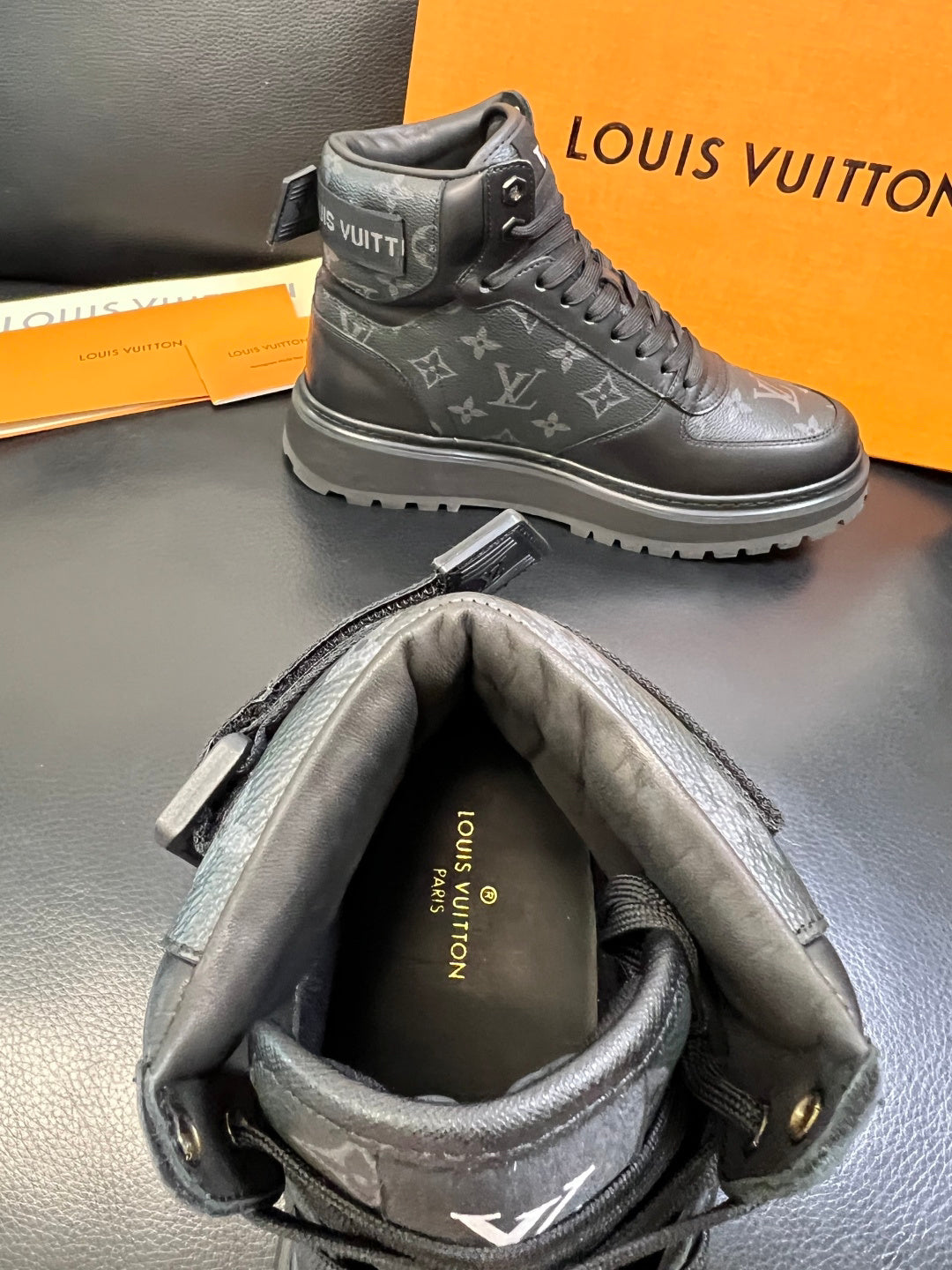 Louis Vuitton Black Monogram High-Top Sneakers